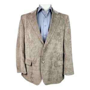 Carlo Palazzi Men Size 46R Tan Plaid 2 Button Viscose Poly Fine Yarn Sports Coat